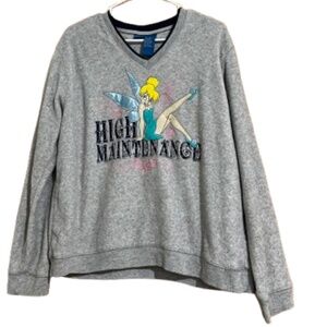 Disney Women’s Gray Multi “High Maintenance” Fall Winter Graphic Sweatshirt Sz-L